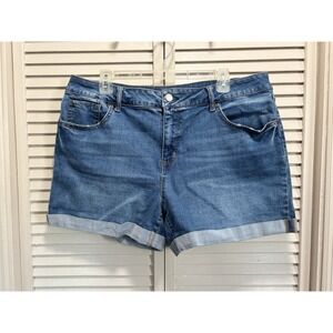 Time And Tru High Rise Denim Shorts Cuffed Size 18‎ Light Wash Soft Summer Beach